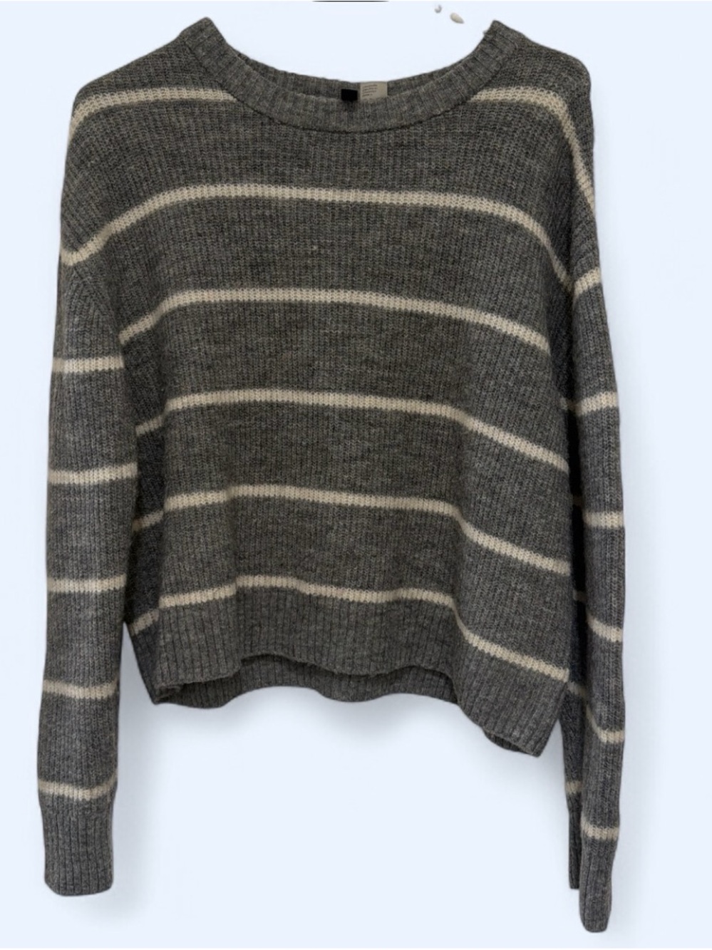 H&M Gray Striped Crewneck Sweater